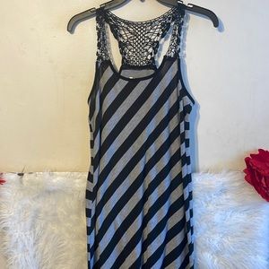 Just Love Black and Gray Striped Maxi Dress